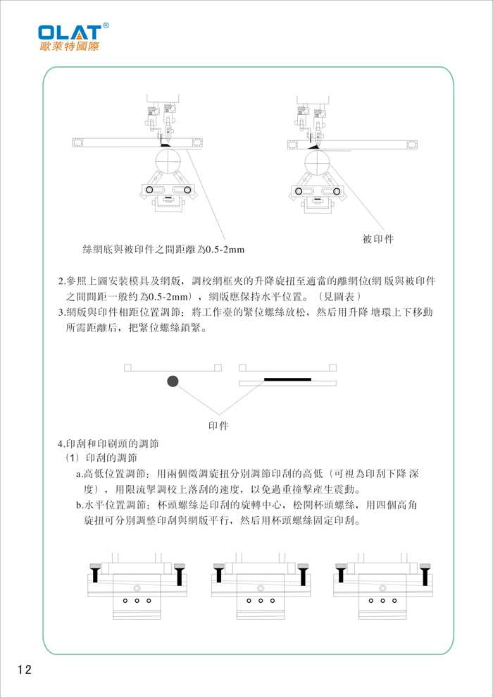 OLAT歐萊特曲面網印機系列操作手冊