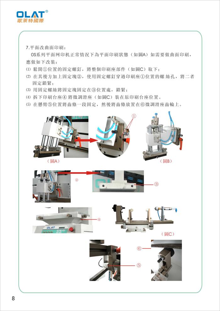 OLAT歐萊特曲面網印機系列操作手冊